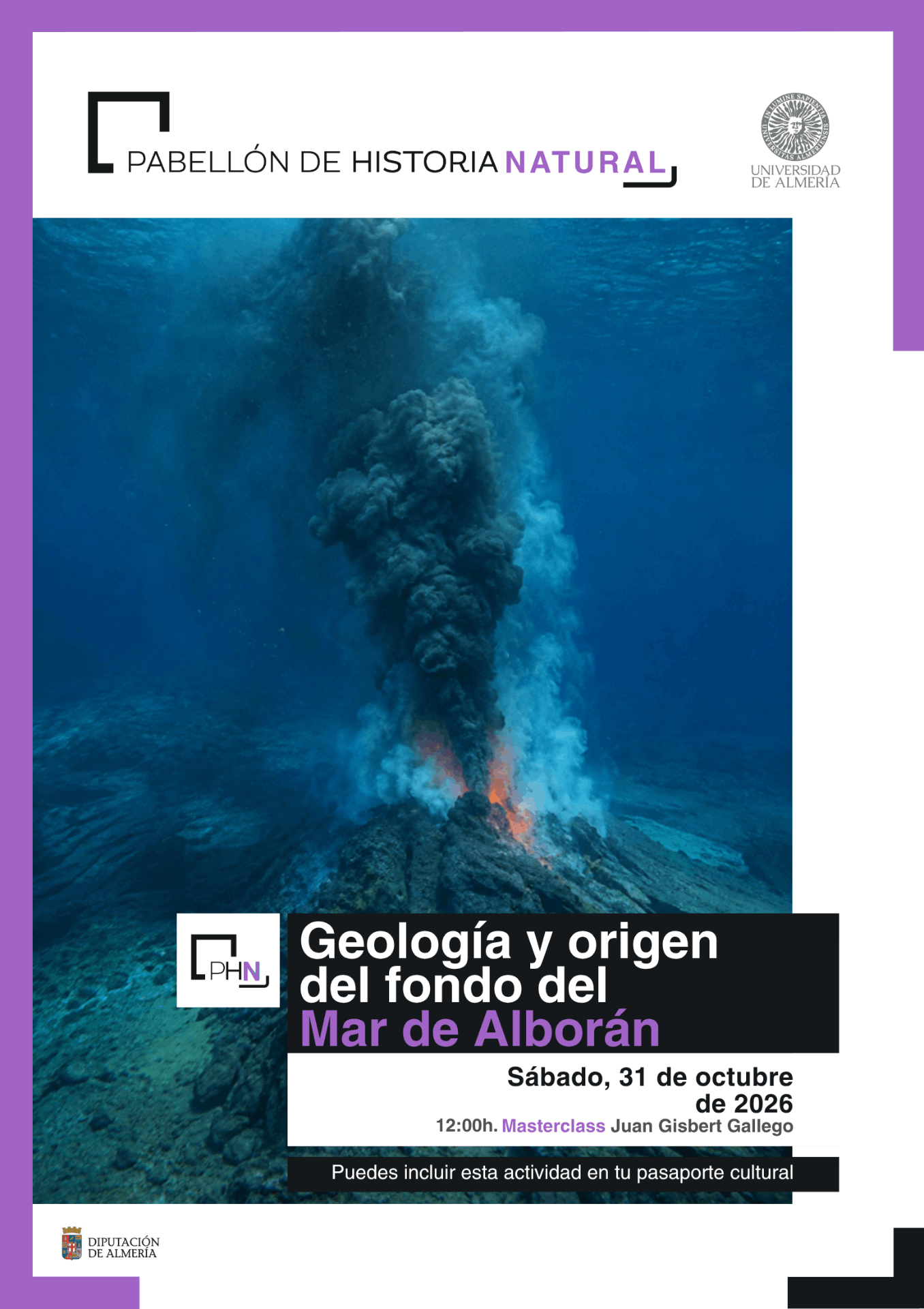 Cartel promocional de la actividad: Geología y origen del fondo del Mar de Alborán