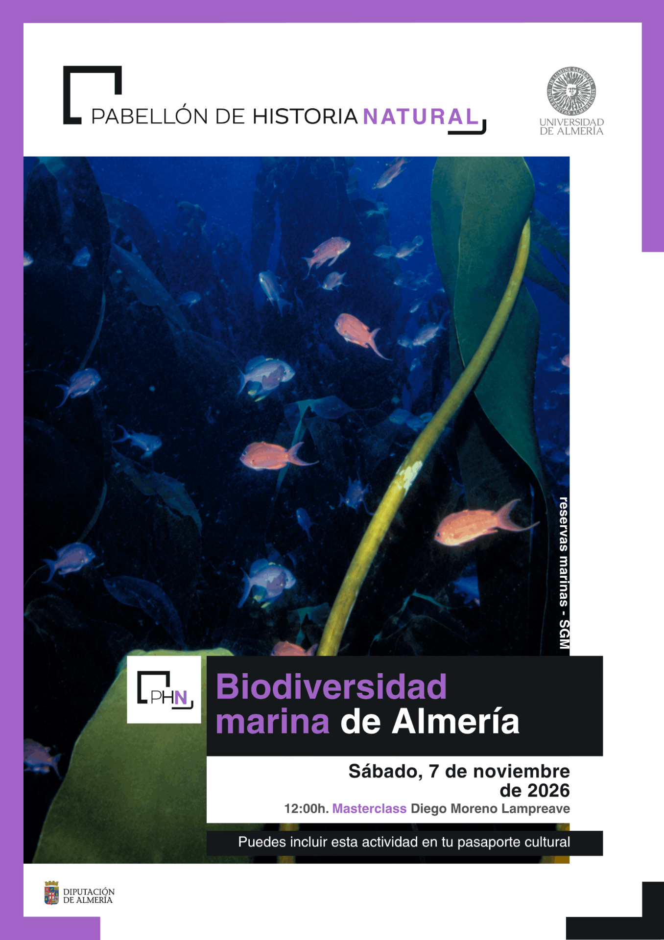 Cartel promocional de la actividad: Biodiversidad marina de Almería